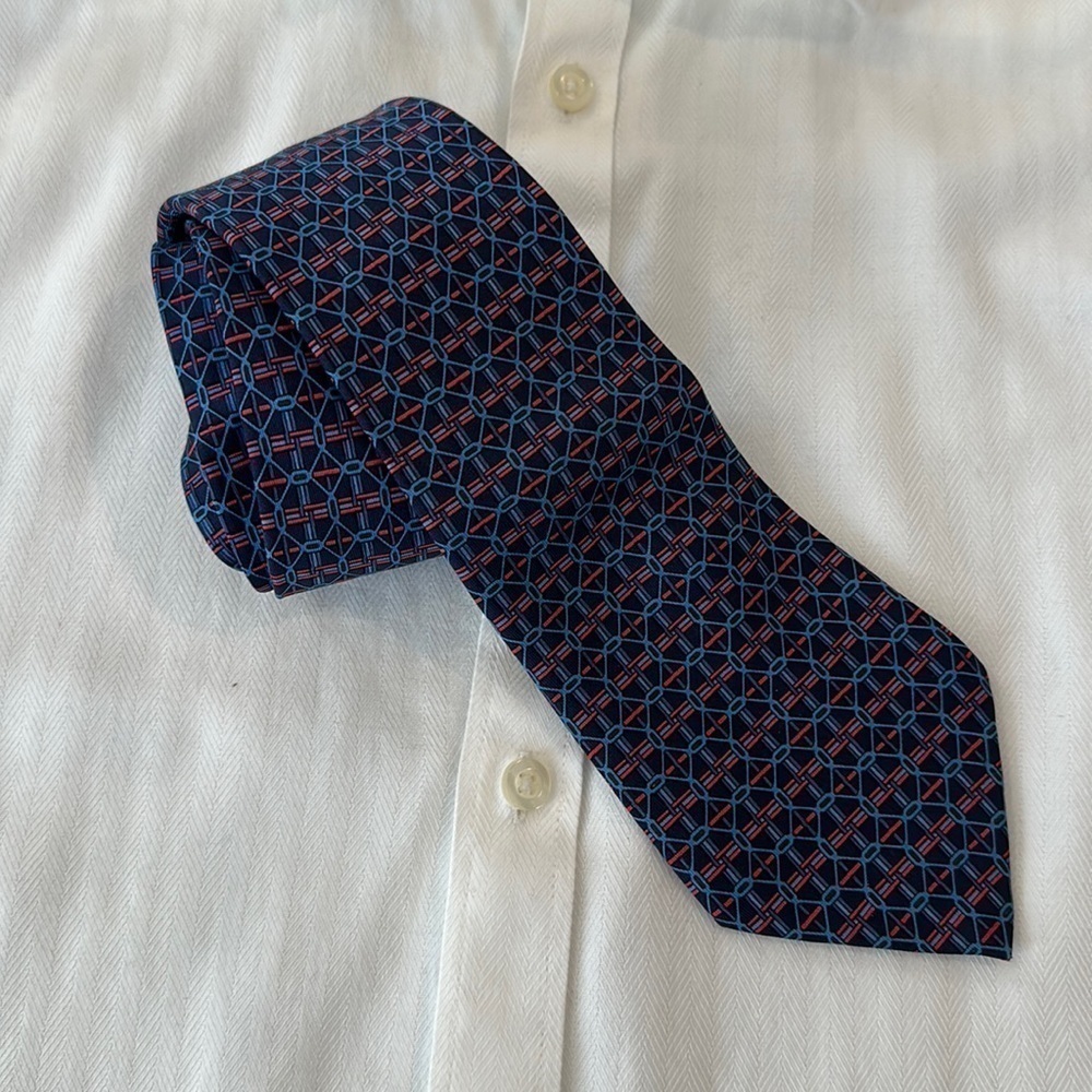 Hermès Vintage Silk Tie Blue - Picture 2 of 9